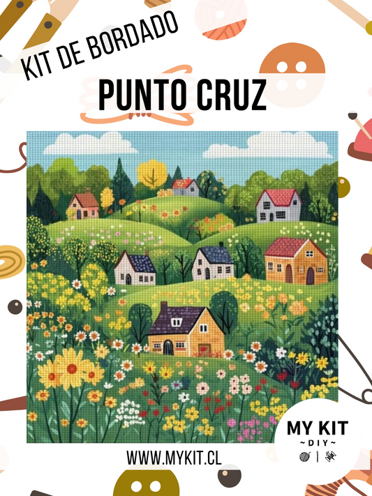Kit punto cruz - Casitas
