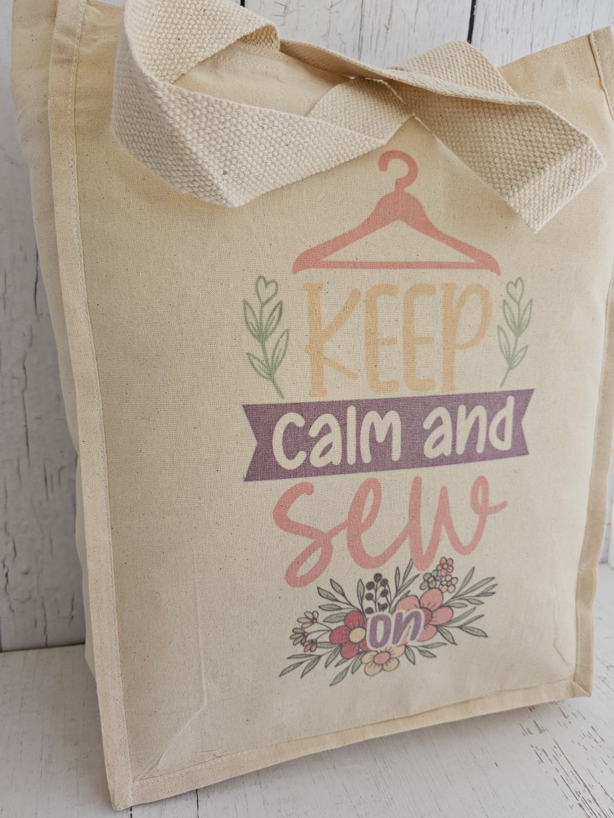Totebag Keep calm and sew on "LOVE HANDMADE"