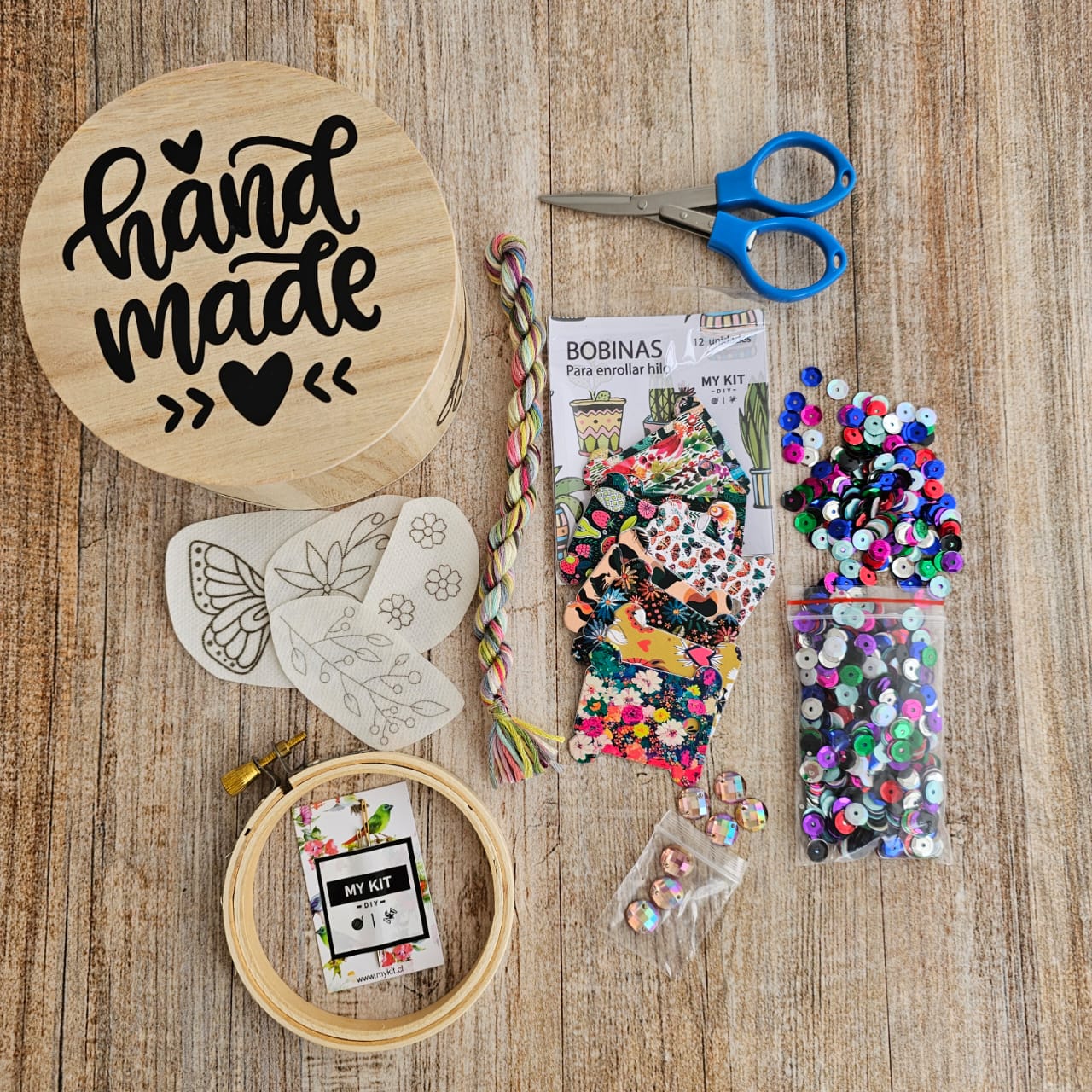 Kit cajita de madera con materiales para tu colección