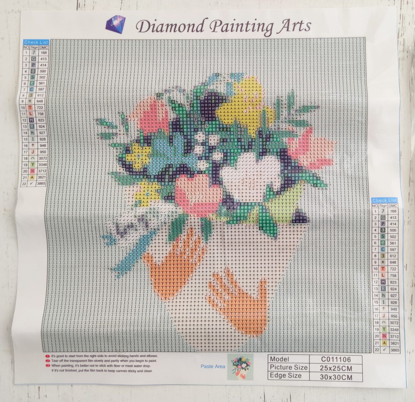 Kit pinta con diamantes en composición flores y mujeres 25x25 cm