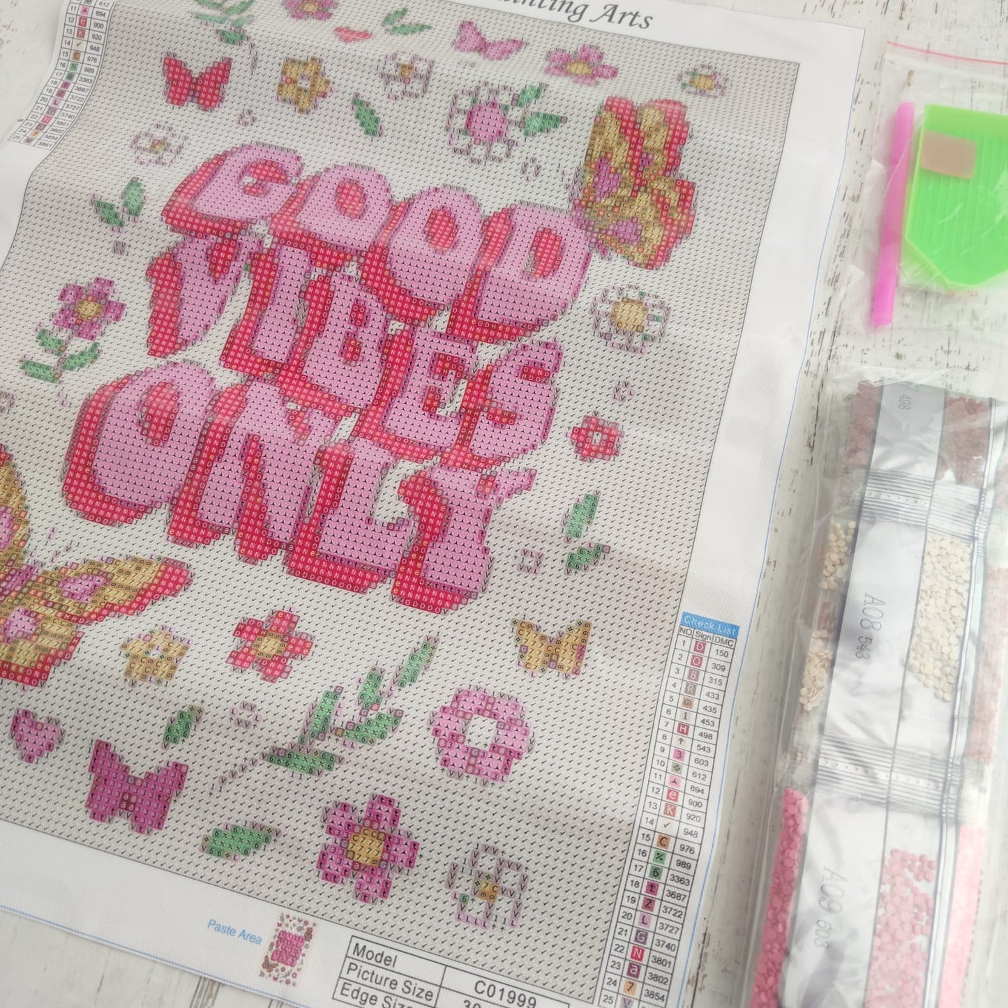 Kit pinta con diamantes 30 x 40 cm -Good vibes only