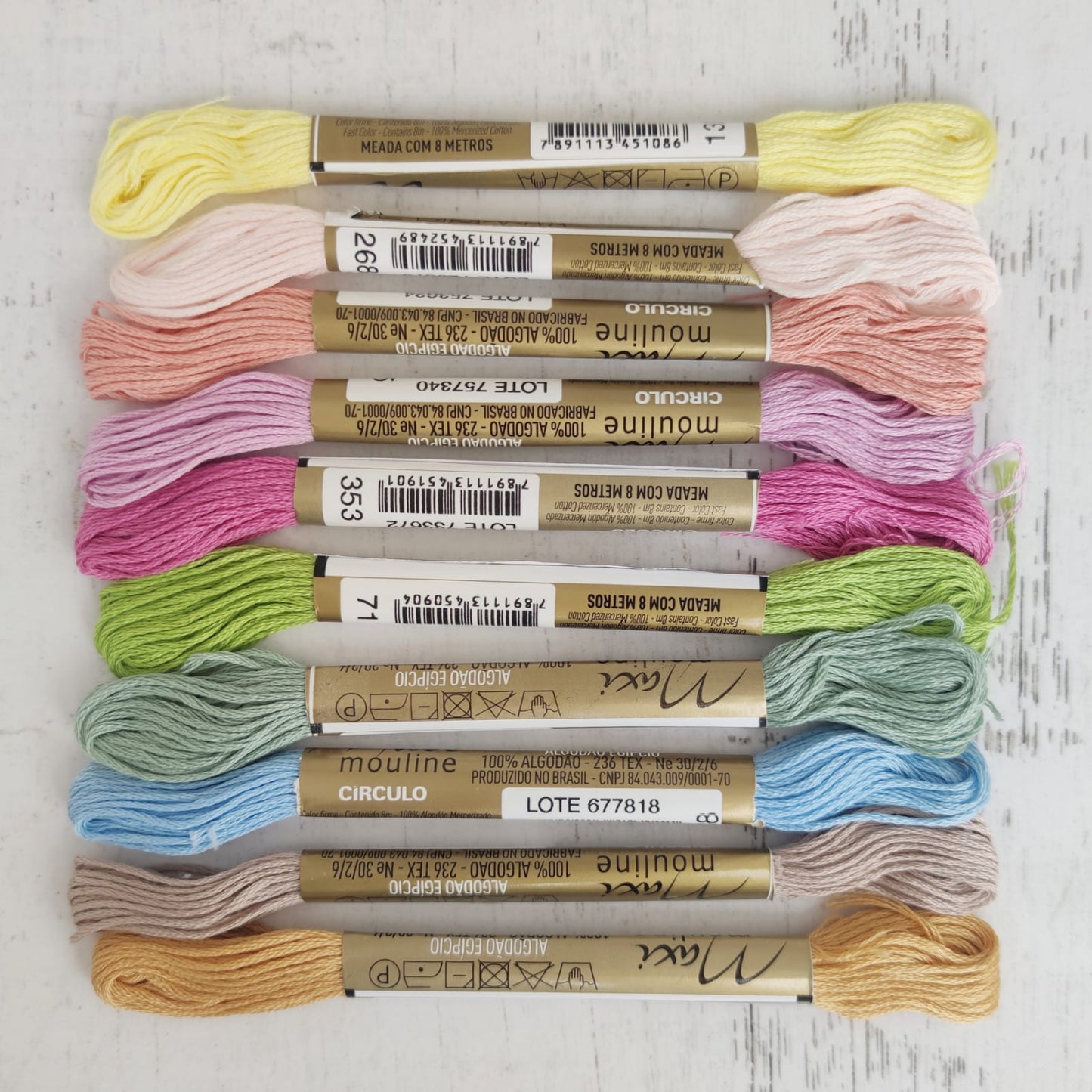 Kit 10 hilos mouline colores pasteles