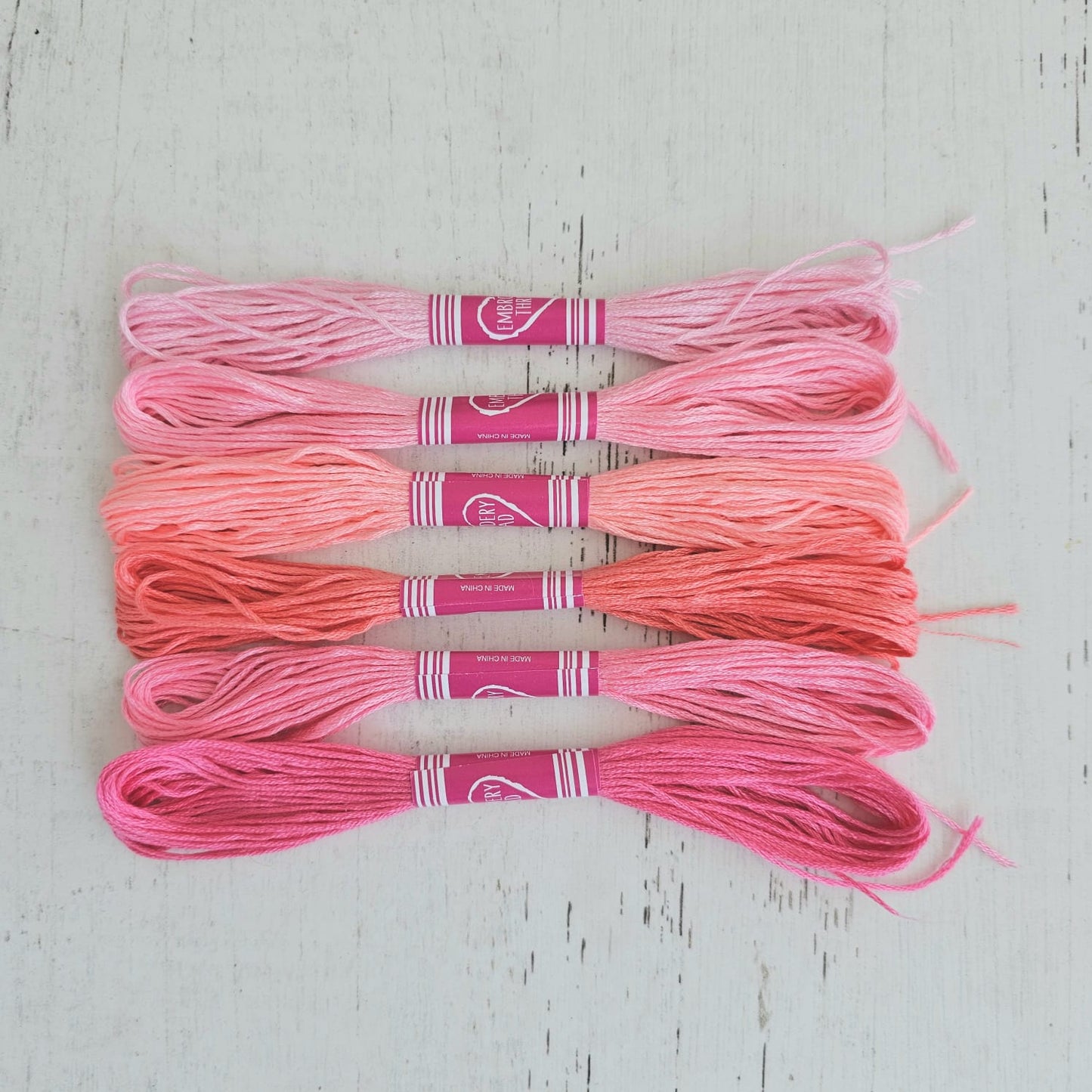 6 hilos mouline rosados en degradé