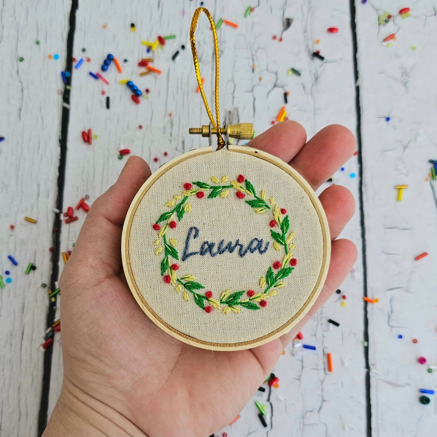 ¡ESPECIAL NAVIDAD! Kit mini bastidor adorno arbolito corona con nombre