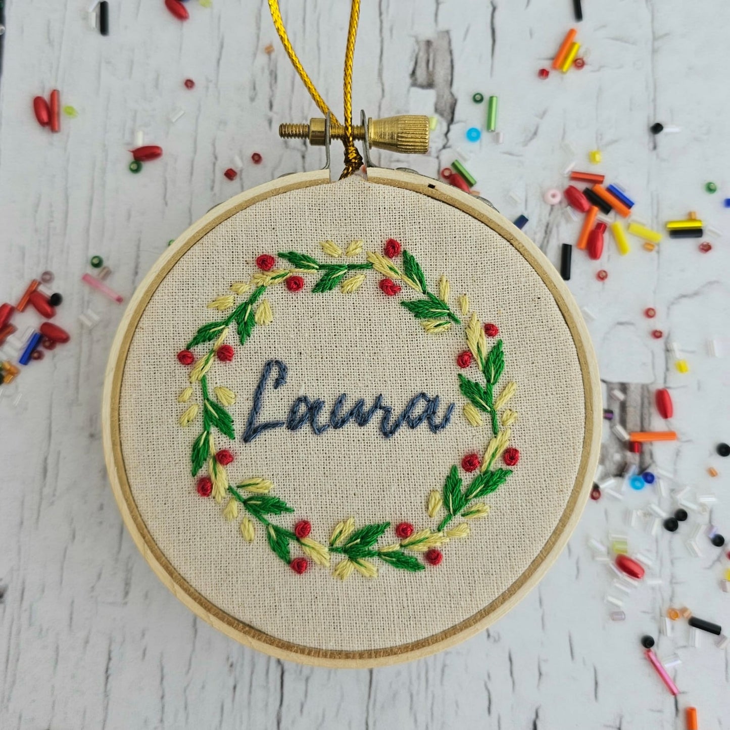 ¡ESPECIAL NAVIDAD! Kit mini bastidor adorno arbolito corona con nombre