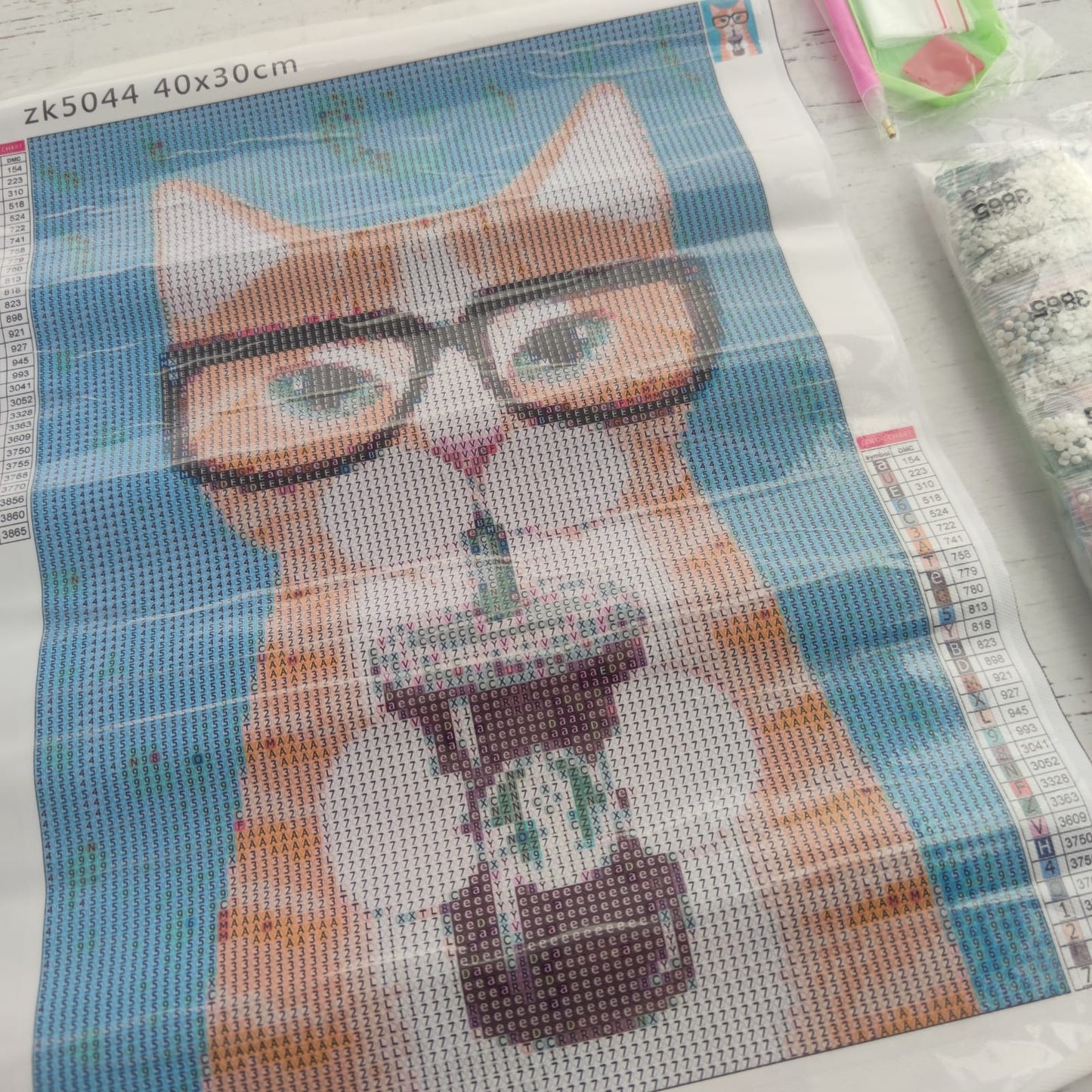 Kit pinta con diamantes 30 x 40 cm - Gatito tomando café