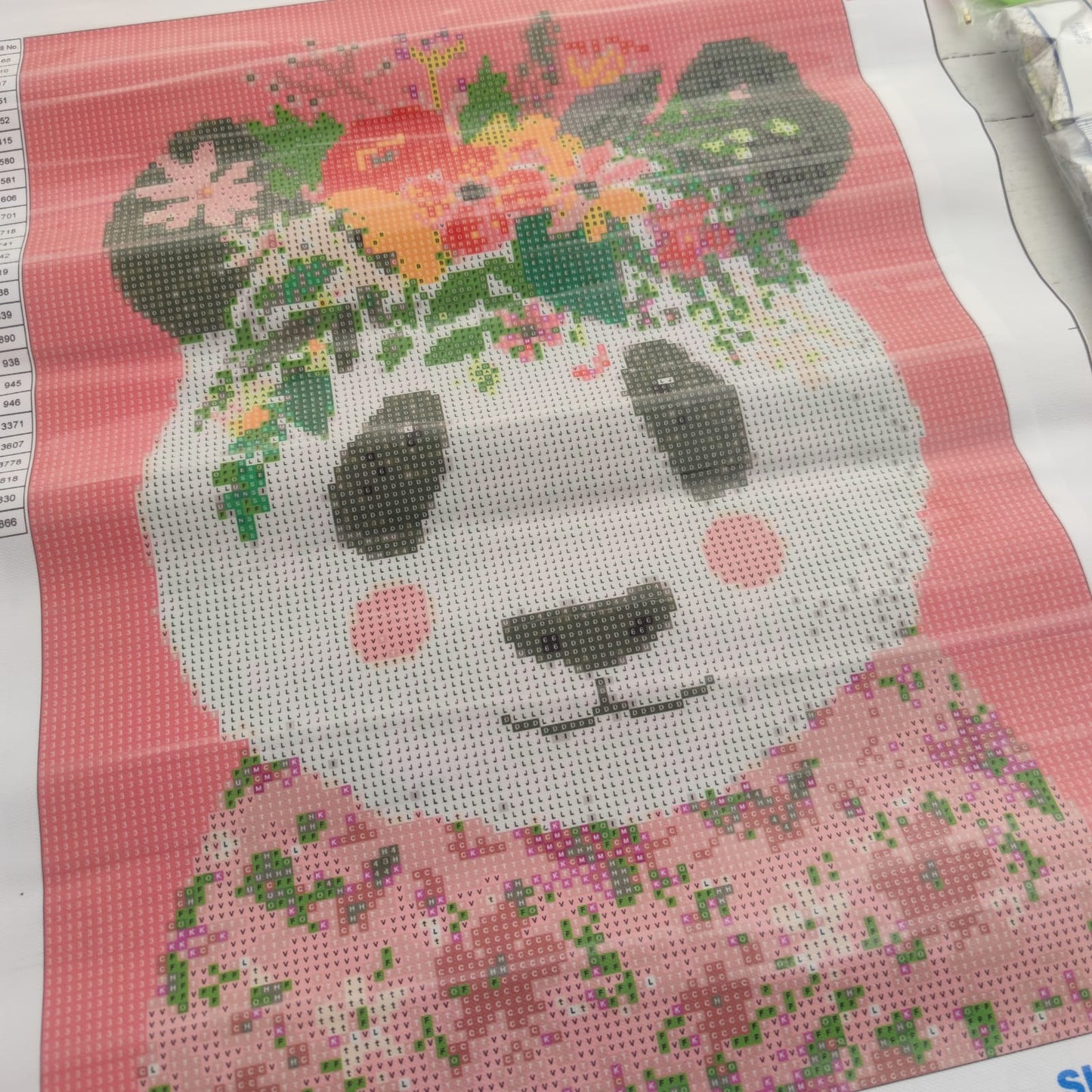 Kit pinta con diamantes 40 x 50 cm - Panda floreada