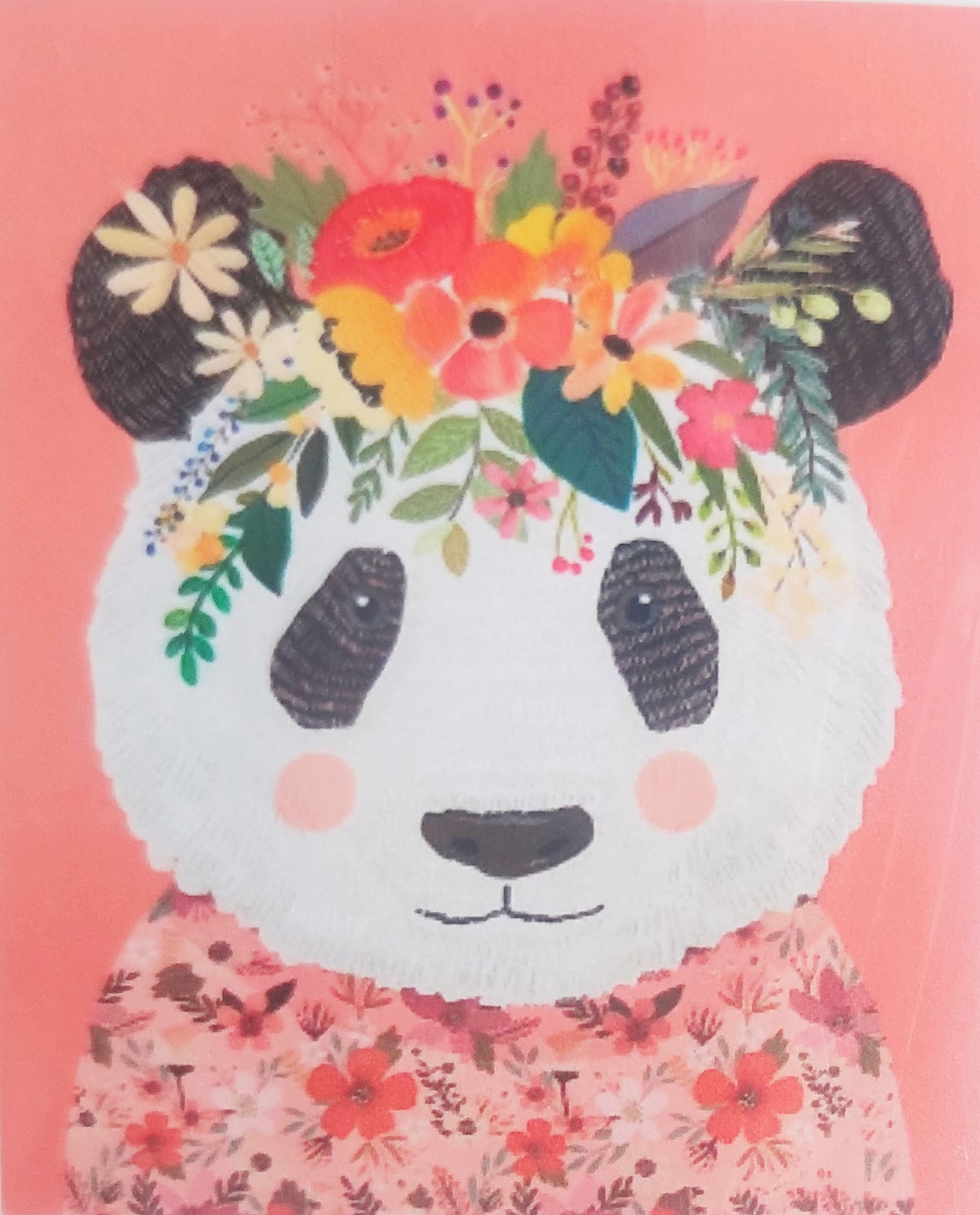 Kit pinta con diamantes 40 x 50 cm - Panda floreada