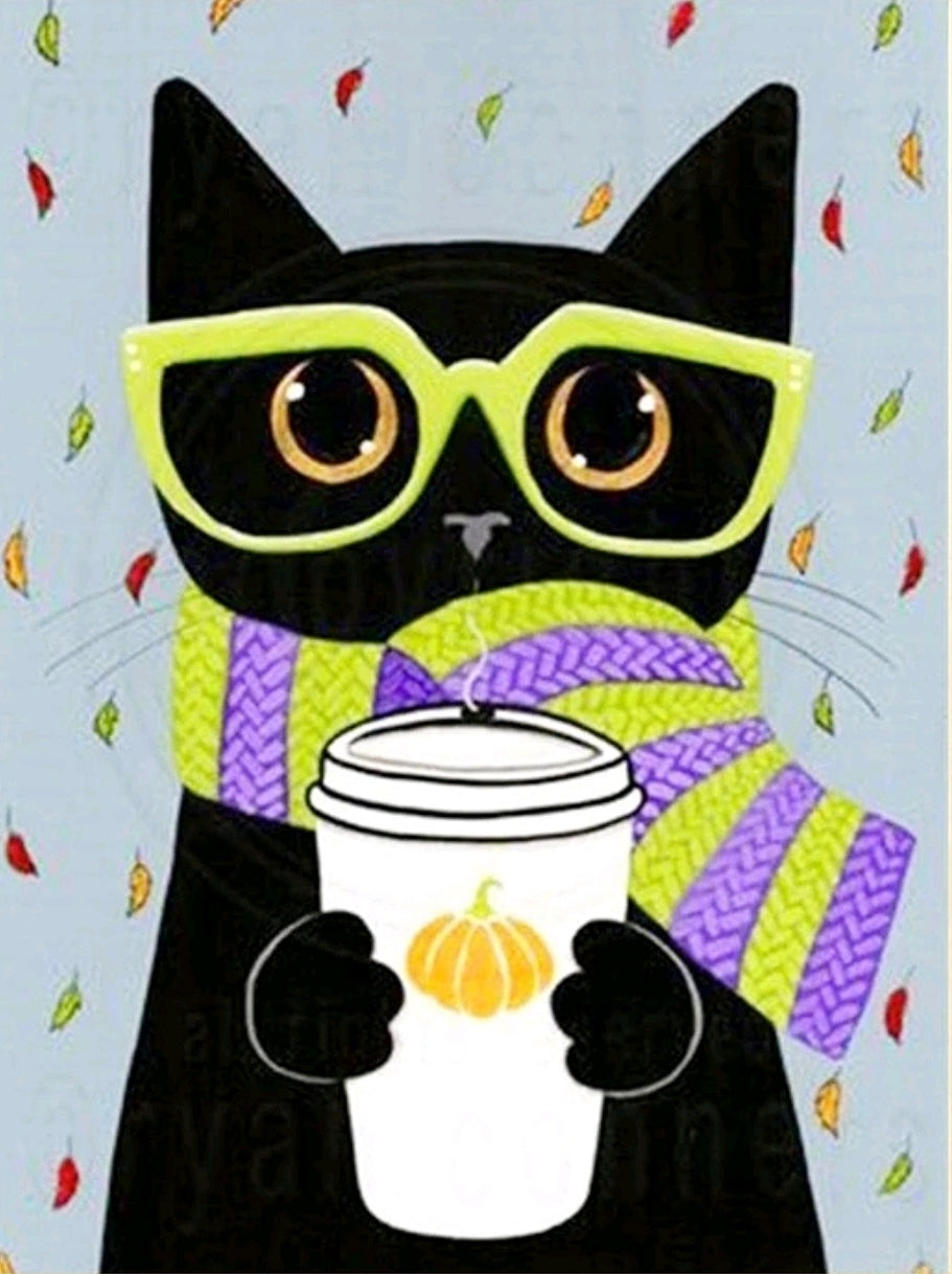 Kit pinta con diamantes 30 x 40 cm - Gatito con bufanda