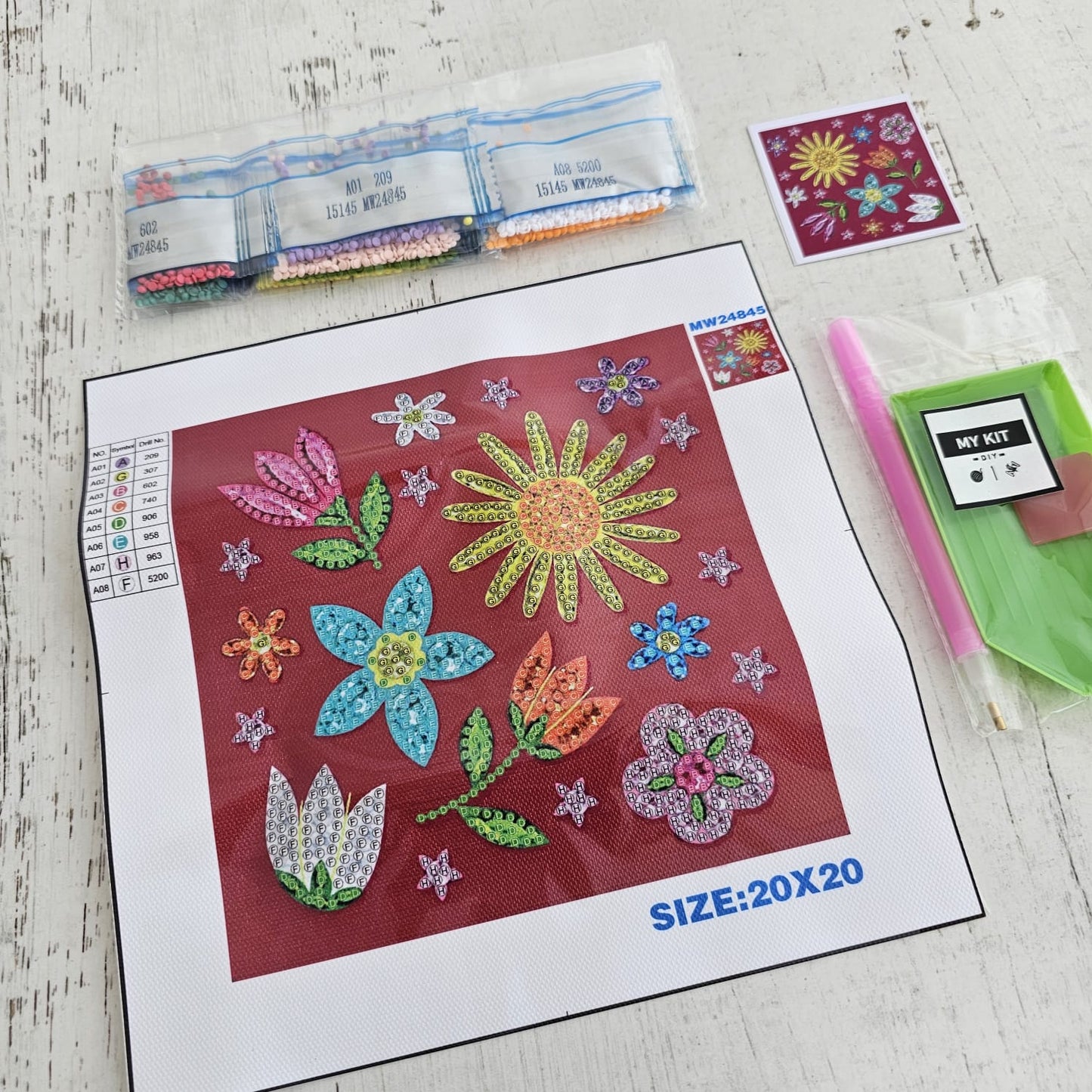 Kit Pinta con Diamantes 20x20 cm - Flores