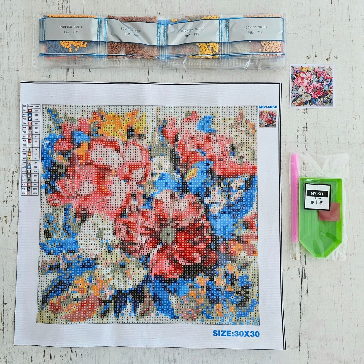 Kit pinta con diamantes 30x30 cm - Flores