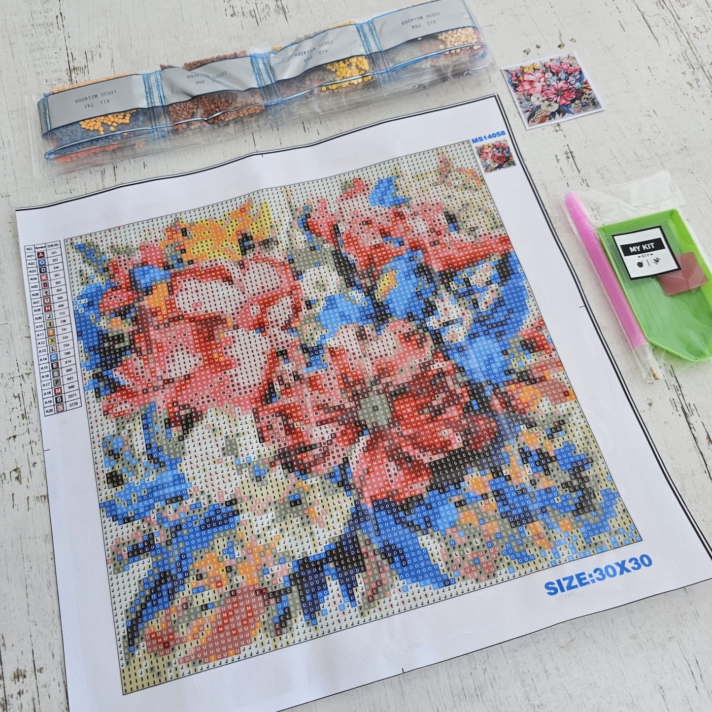 Kit pinta con diamantes 30x30 cm - Flores