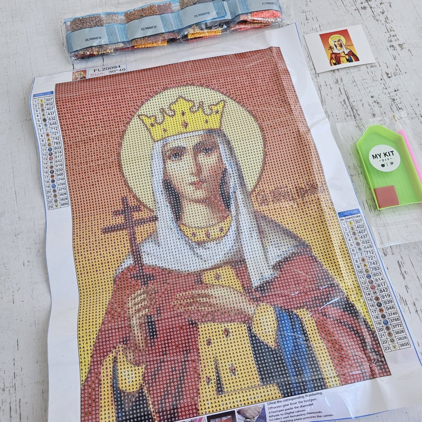 Kit pinta con diamantes 30 x 40 cm - Virgen