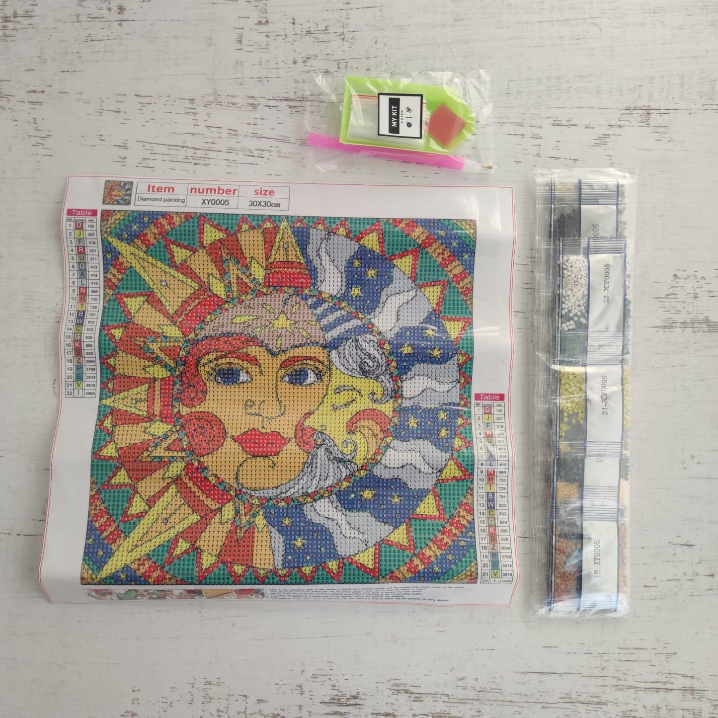 Kit pinta con diamantes 30 x 30 cm - Sol y luna