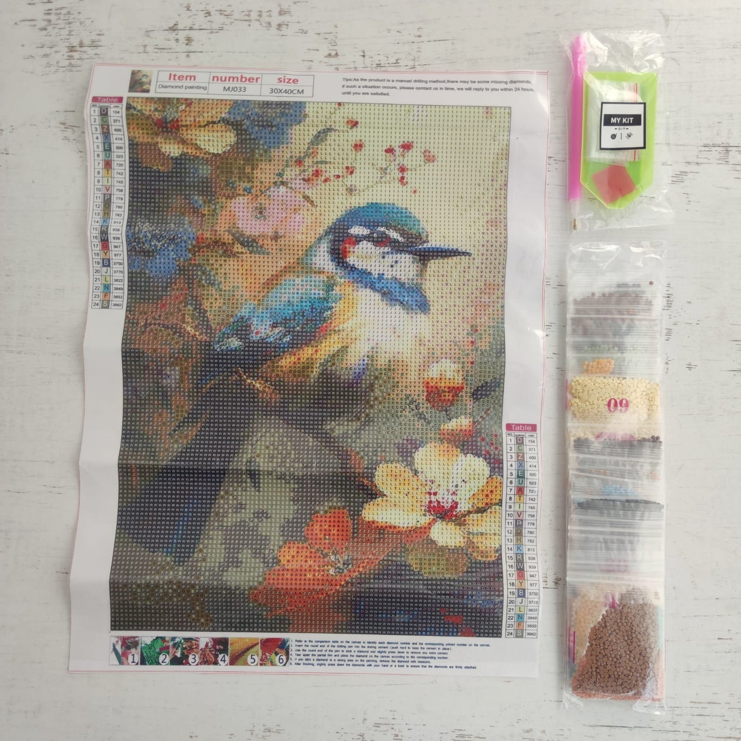 Kit pinta con diamantes 30 x 40 cm - Pájaro