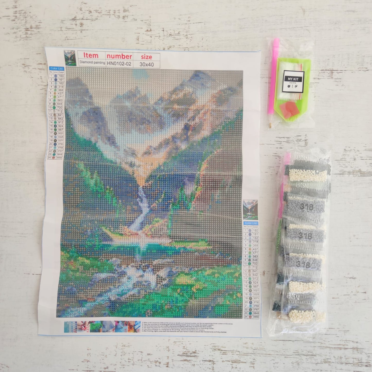 Kit pinta con diamantes 30 x 40 cm - Cascada mágica