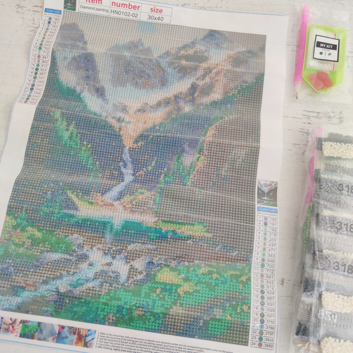 Kit pinta con diamantes 30 x 40 cm - Cascada mágica