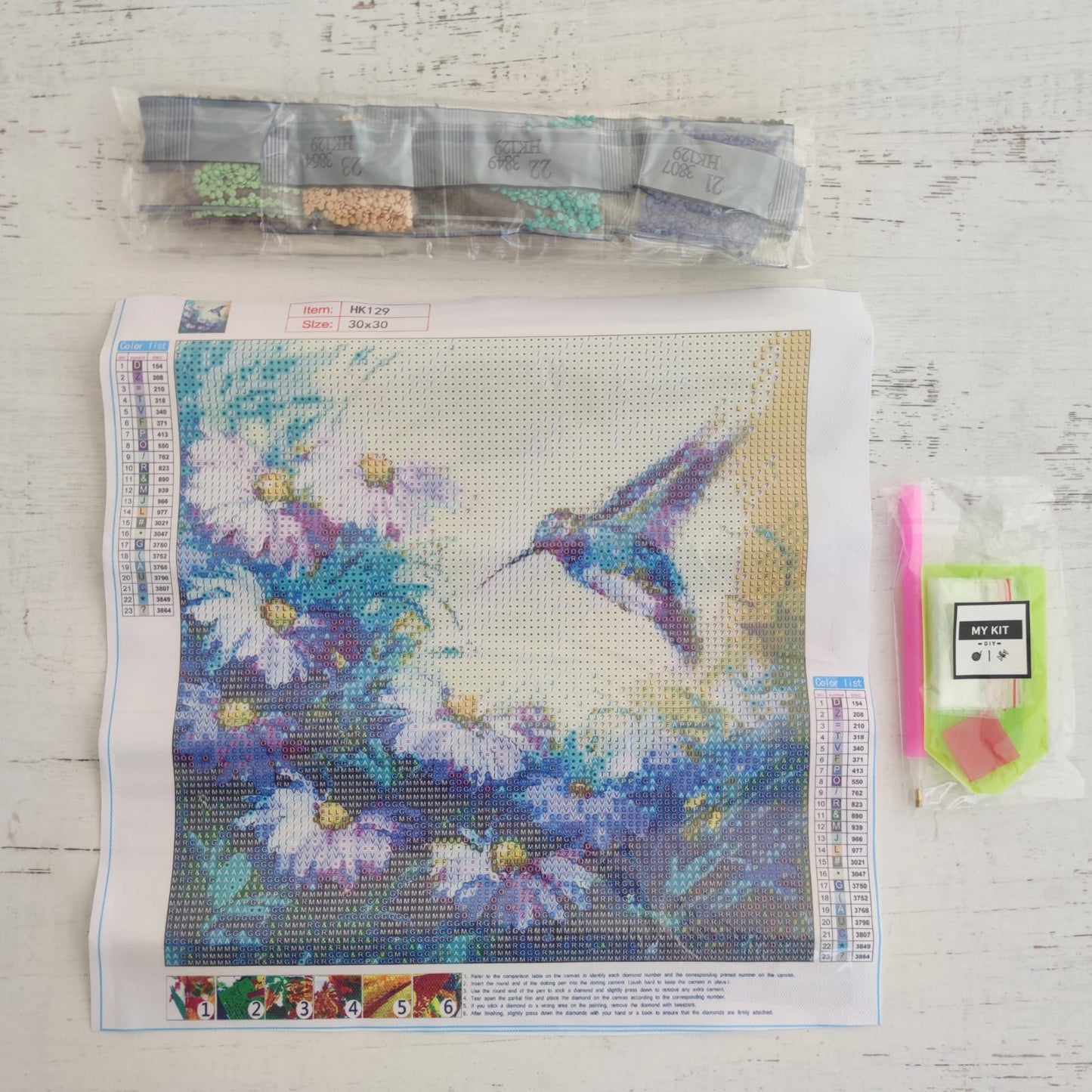 Kit pinta con diamantes 30 x 30 cm - Colibrí
