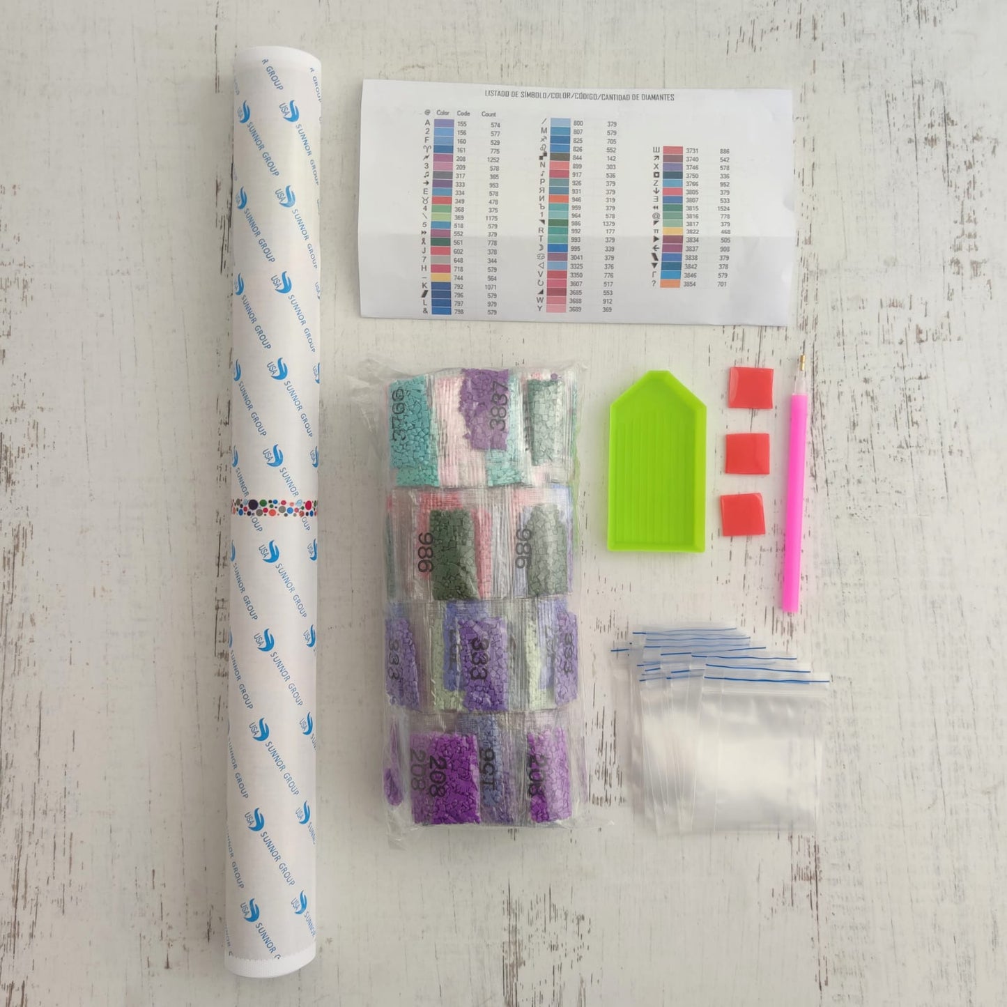 Kit pinta con diamantes 60x40 cm - Mano de Fátima, diamantes CUADRADOS