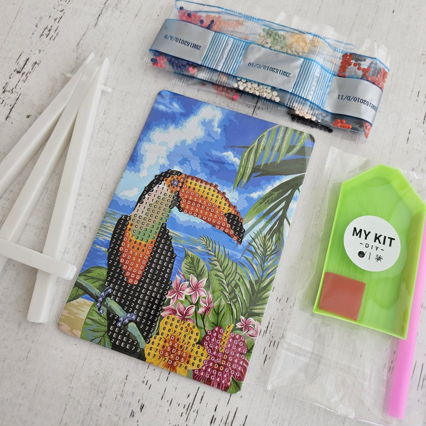 Kit pinta con diamantes 10x15 cm con atril - Tucán