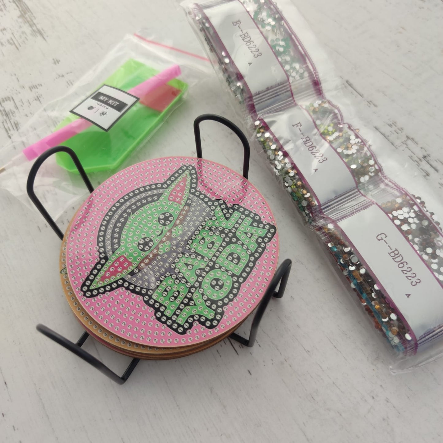 Kit posavasos pinta con diamantes - Baby yoda
