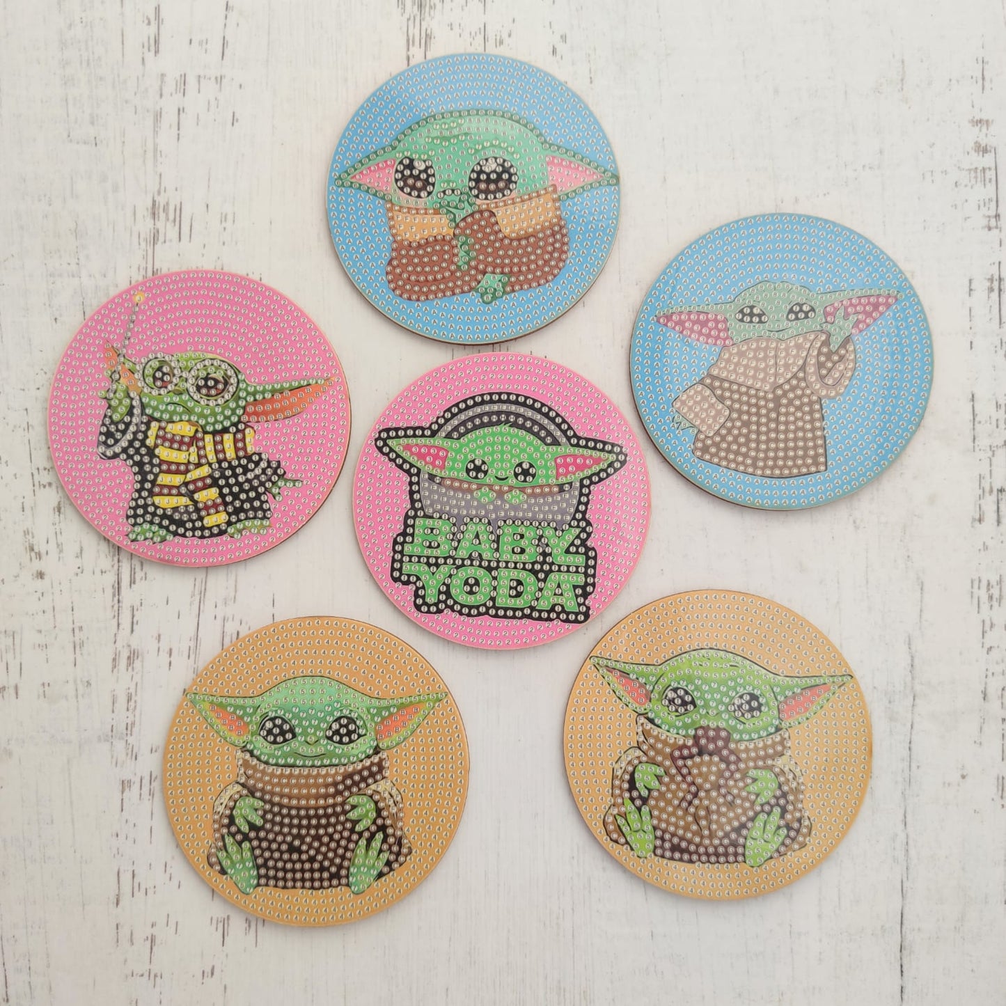 Kit posavasos pinta con diamantes - Baby yoda