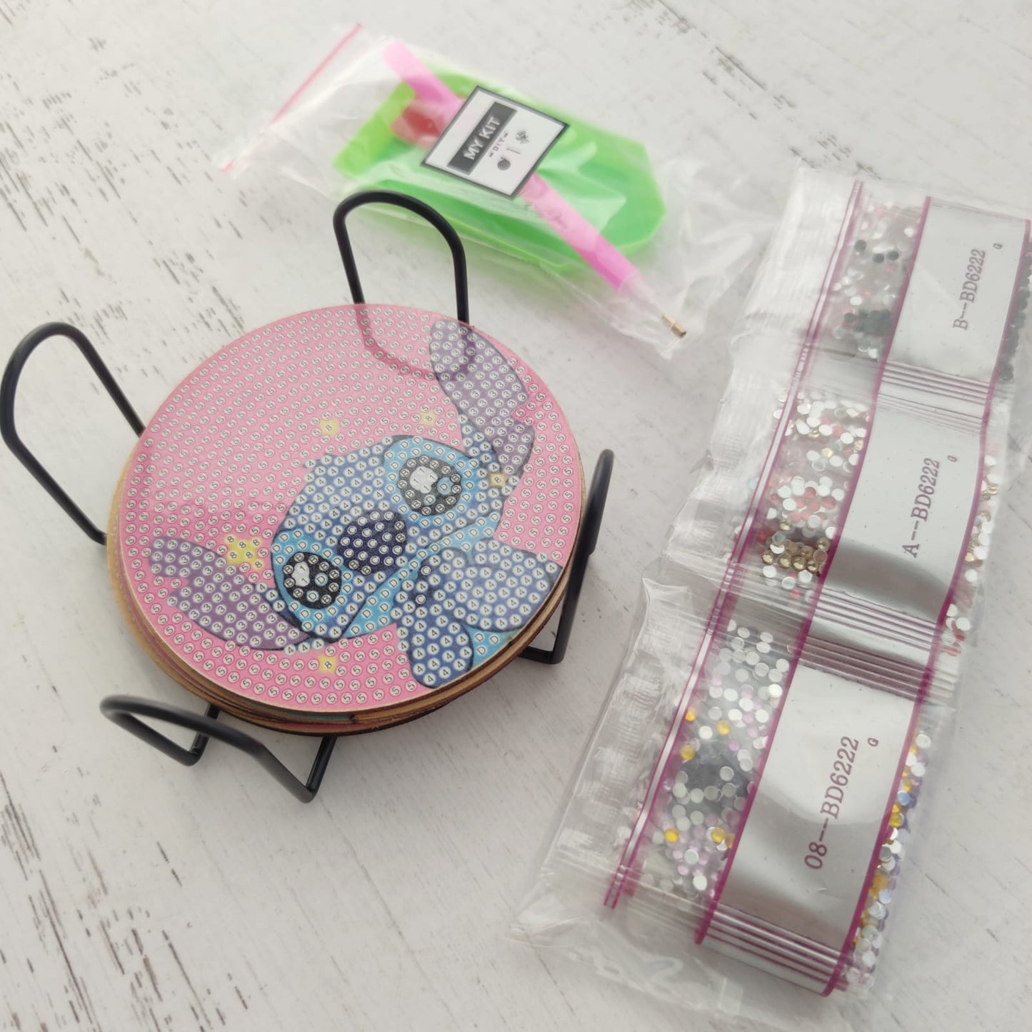 Kit posavasos pinta con diamantes - Stitch