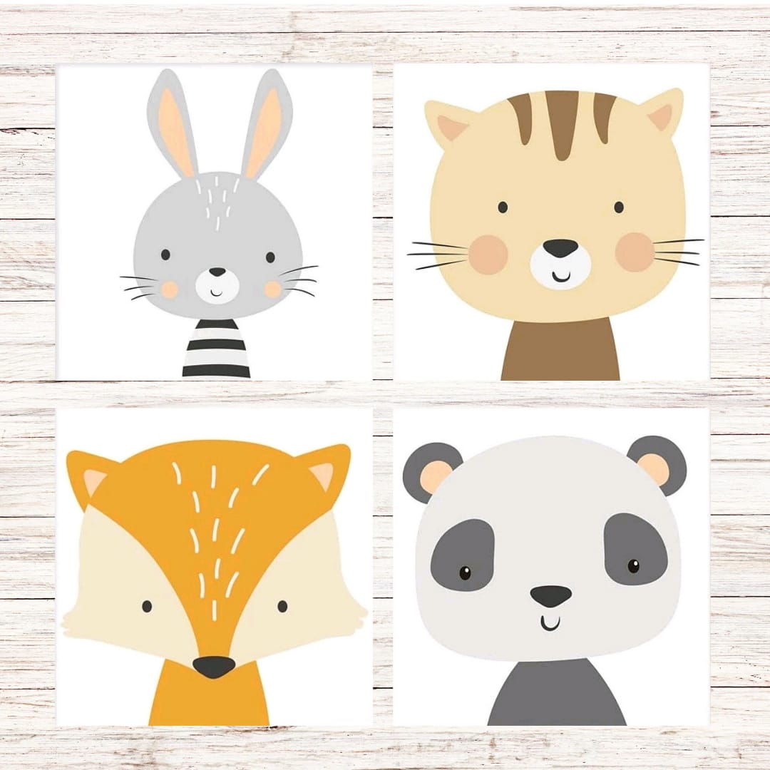 Kit pinta con diamantes en composición animales infantiles 15x15 cm