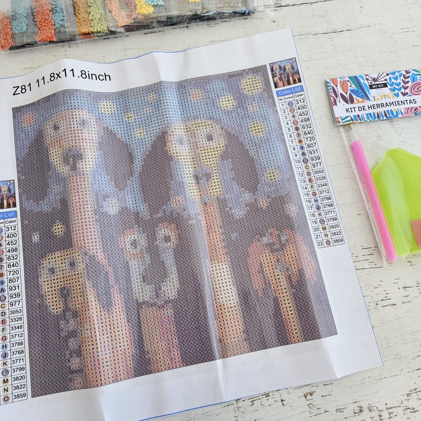 Kit pinta con diamantes 30 x 30 cm - Perritos