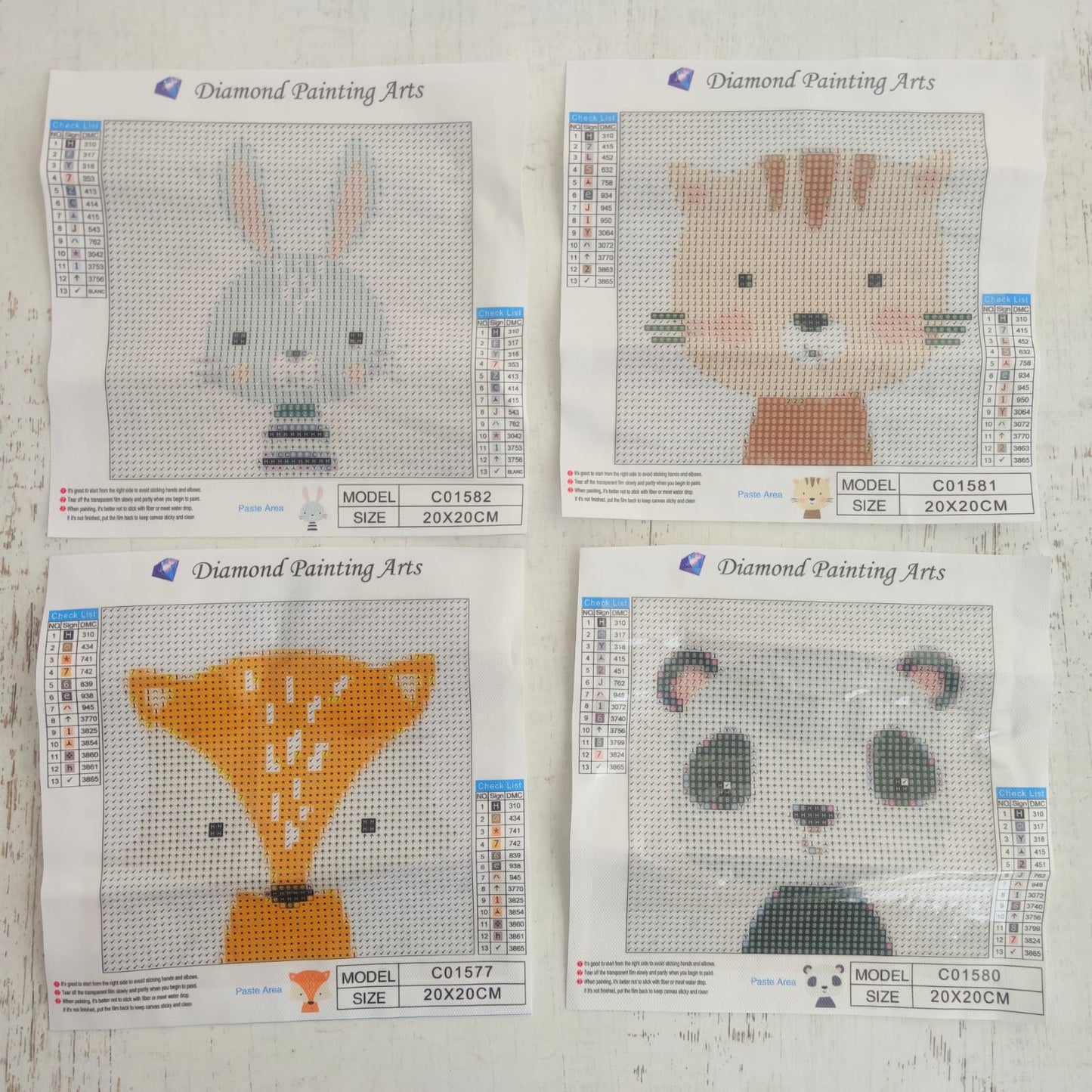 Kit pinta con diamantes en composición animales infantiles 15x15 cm
