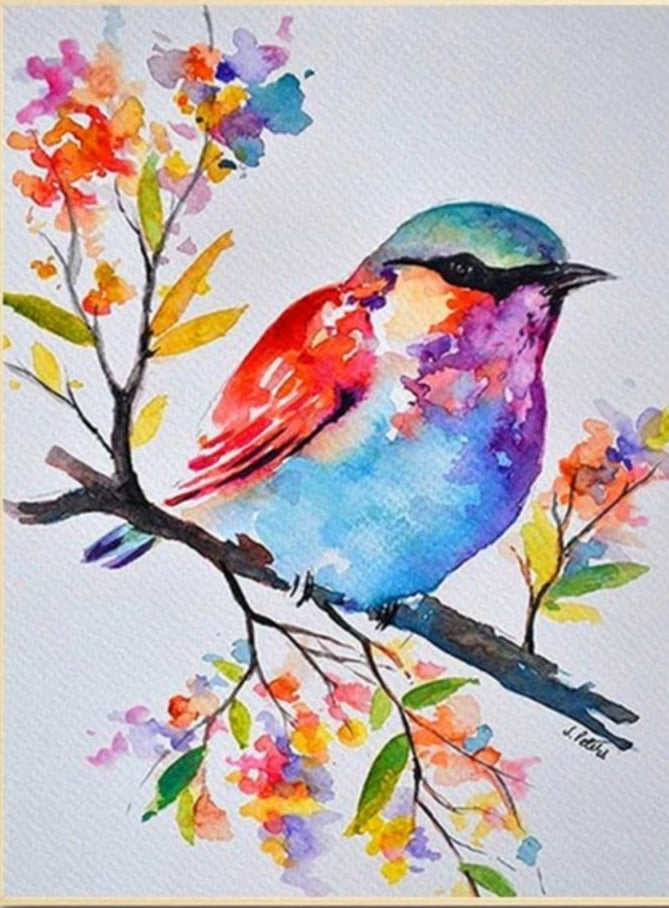 Kit pinta con diamantes 30 x 40 cm - Pájaro acuarela