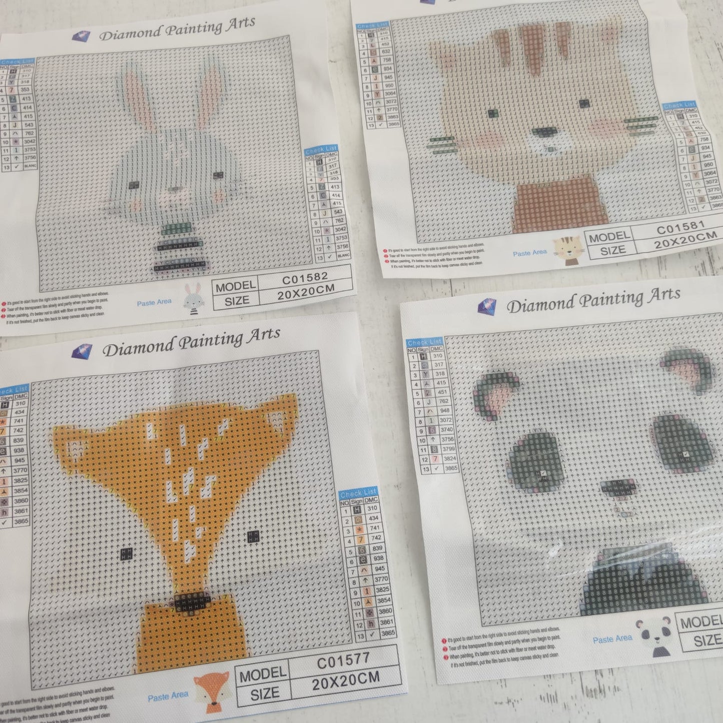 Kit pinta con diamantes en composición animales infantiles 15x15 cm