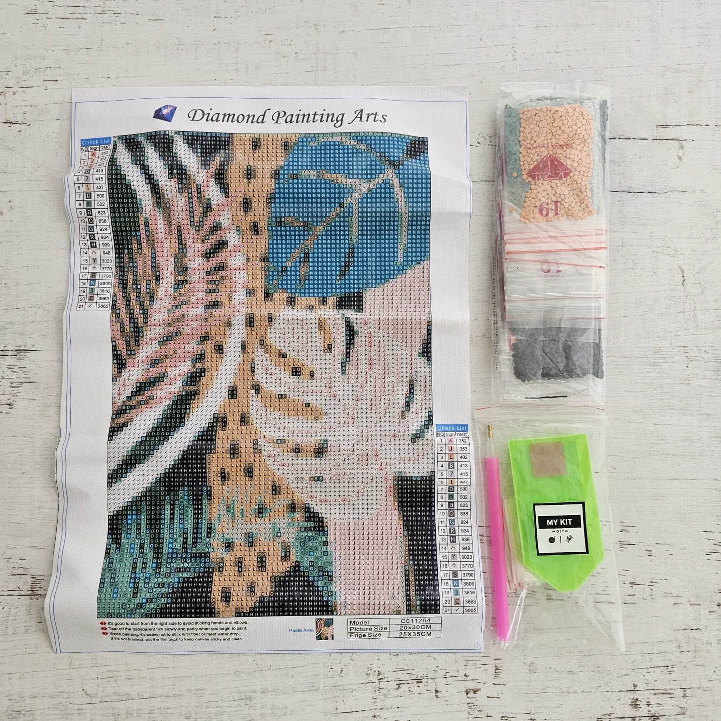Kit pinta con diamantes en composición flores tropicales 30x40 cm