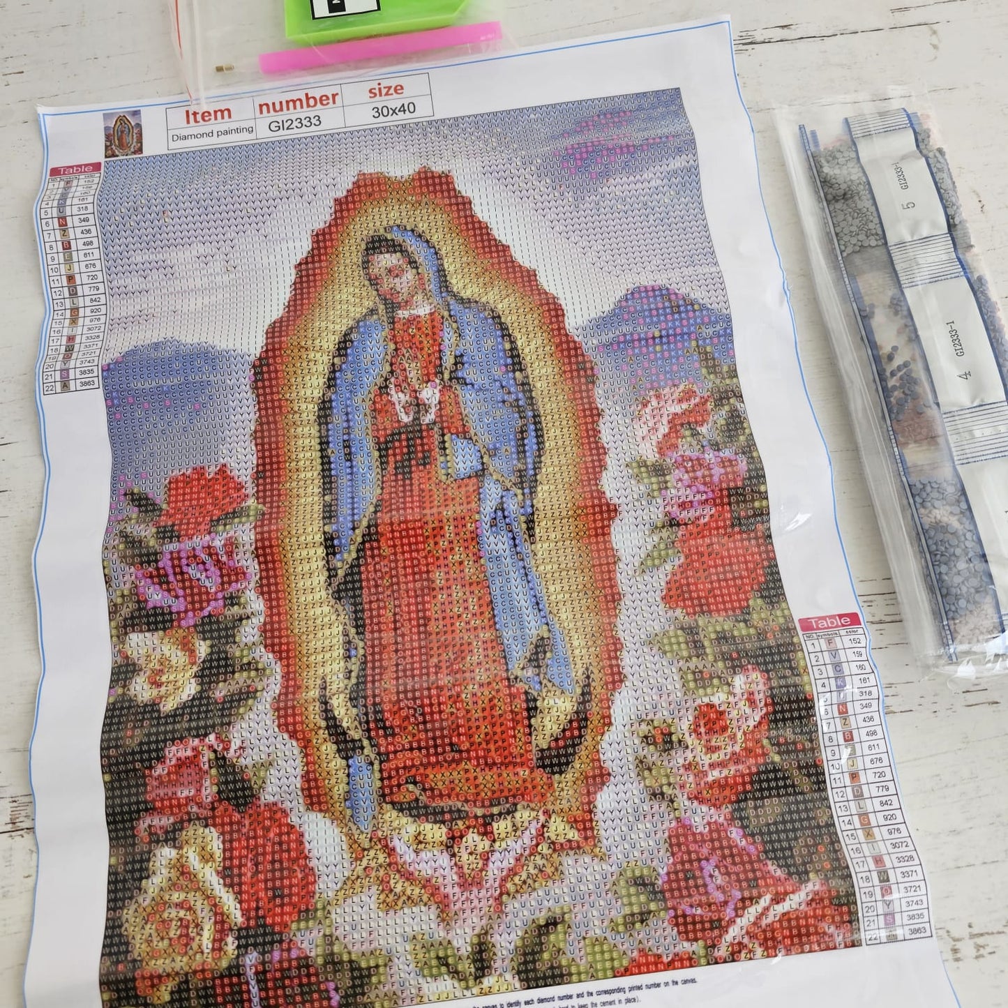 Kit pinta con diamantes 30x40 cm - Virgen