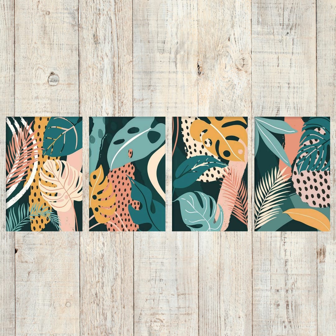 Kit pinta con diamantes en composición flores tropicales 30x40 cm