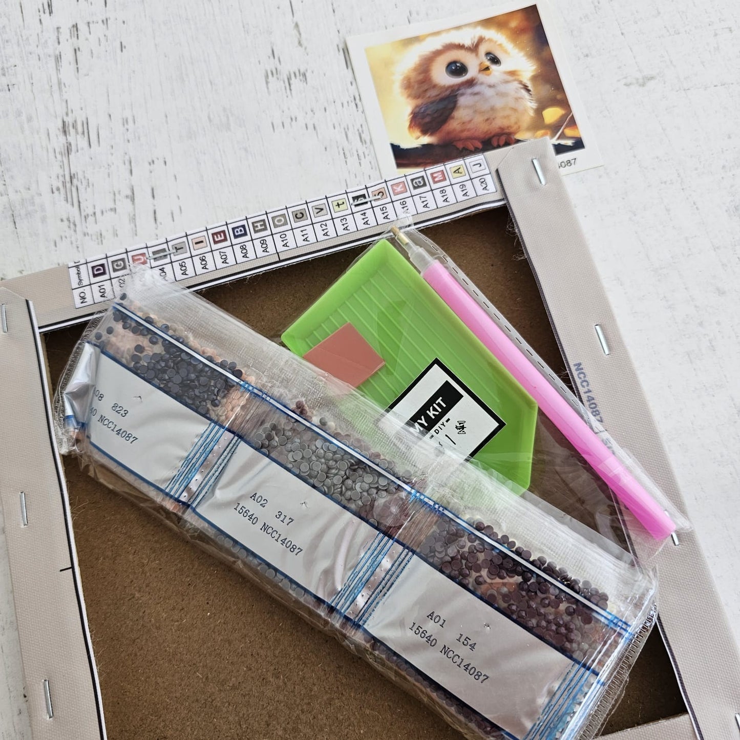 Cuadro pinta con diamantes Búho