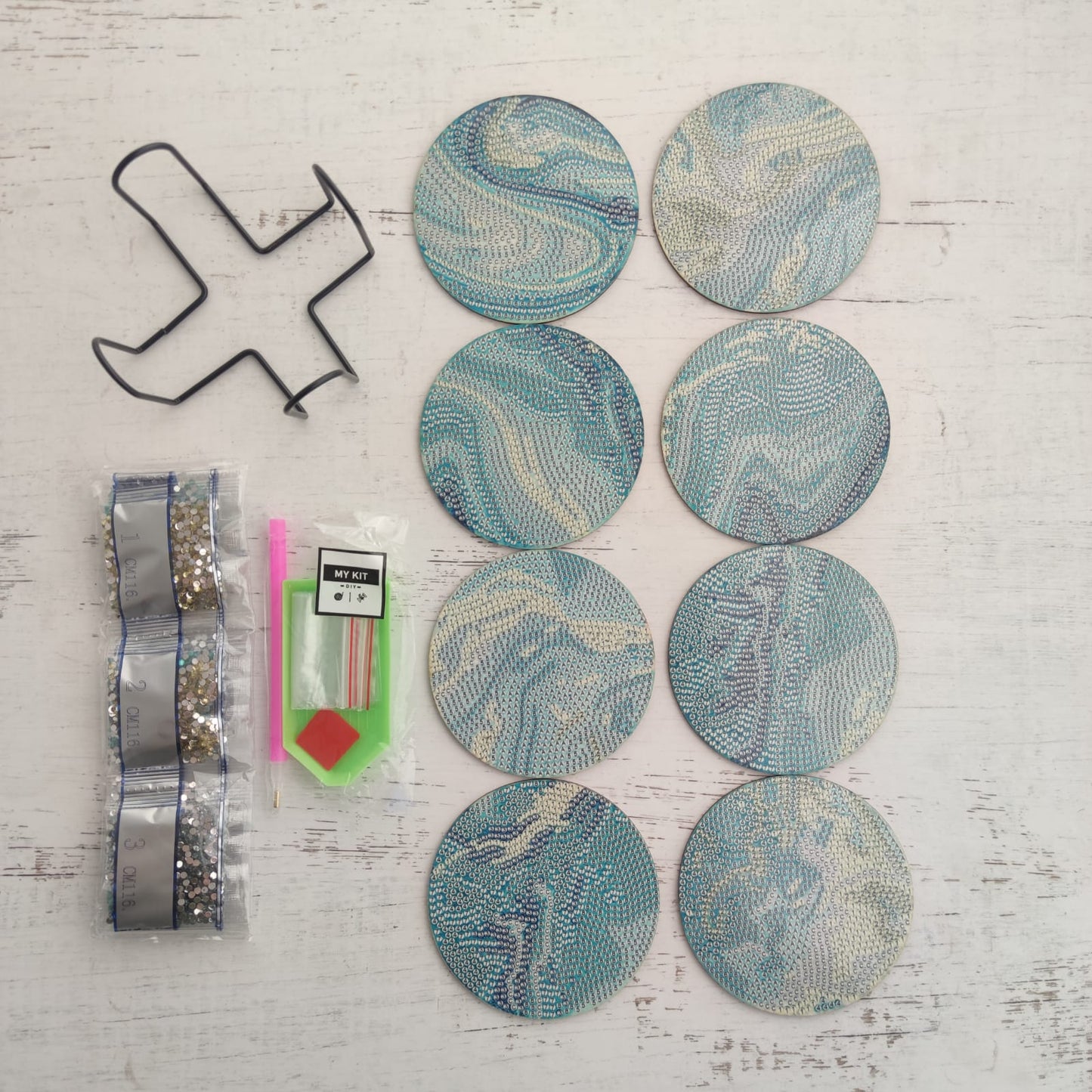 Kit posavasos pinta con diamantes - Olas del mar