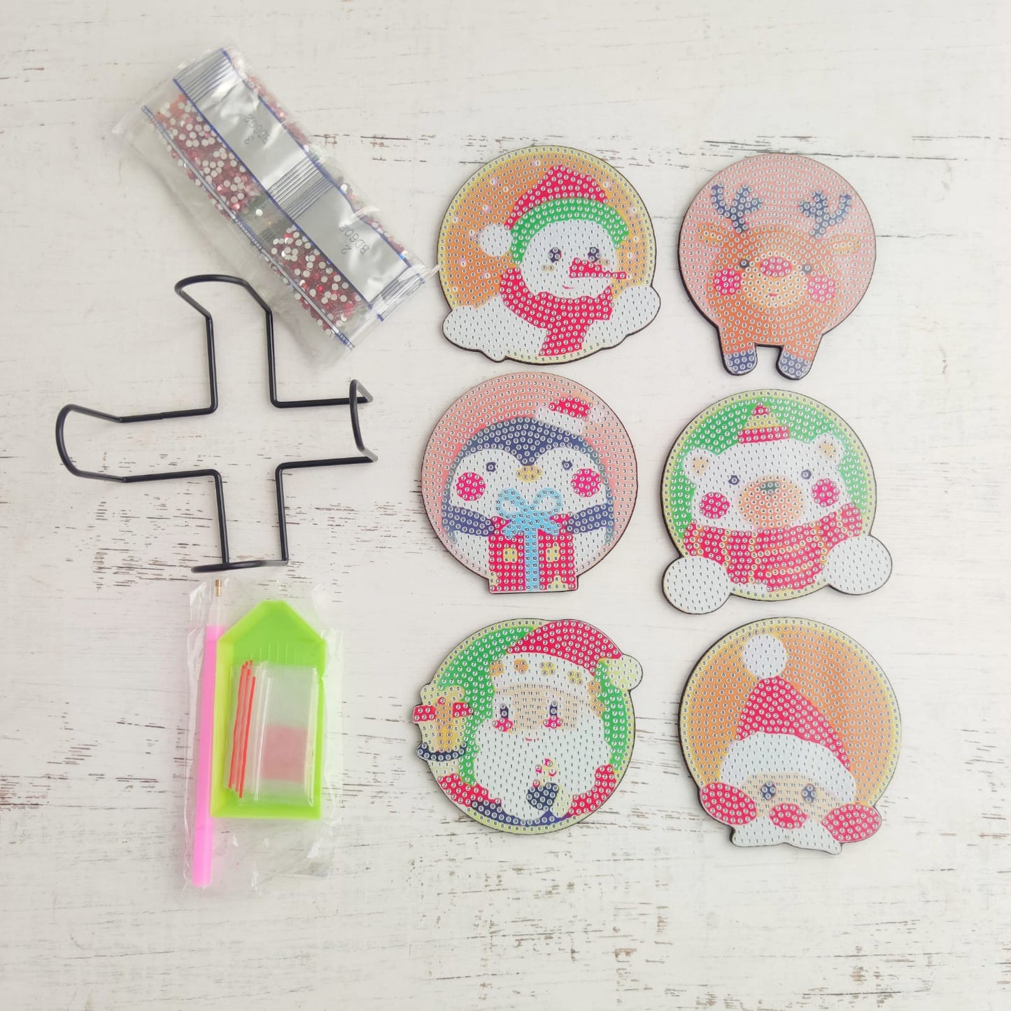 Kit posavasos pinta con diamantes - Navideños