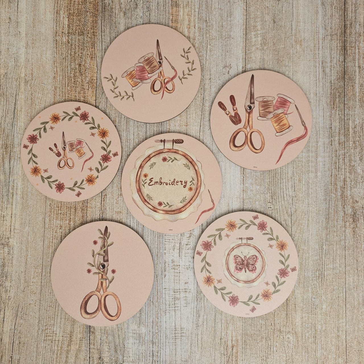 Kit posavasos bordado vintage "LOVE HANDMADE"