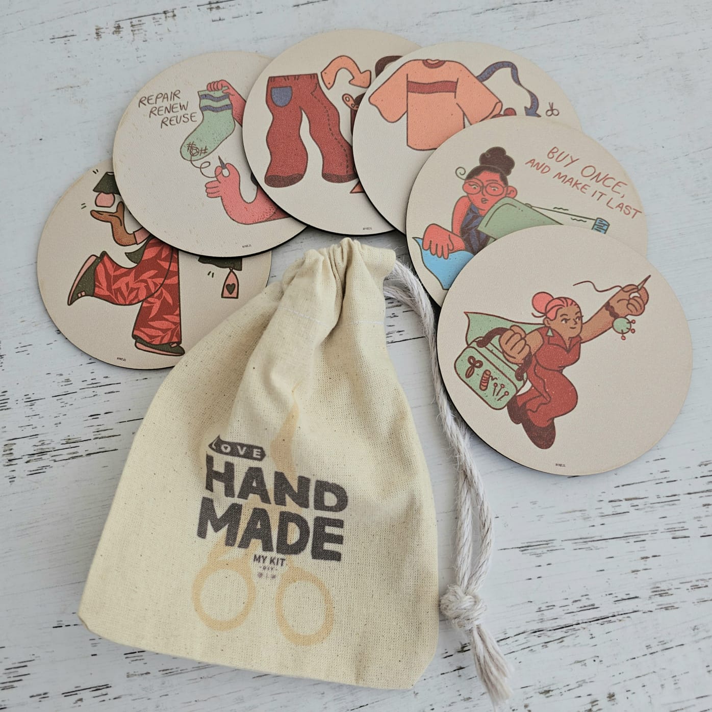 Kit posavasos Reciclemos "LOVE HANDMADE"
