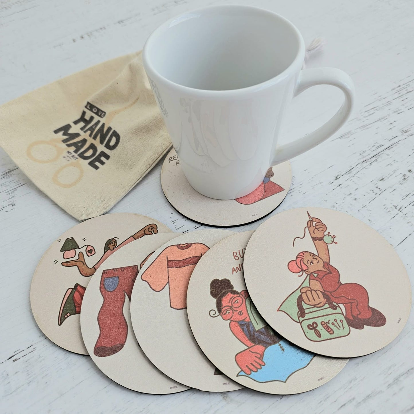 Kit posavasos Reciclemos "LOVE HANDMADE"