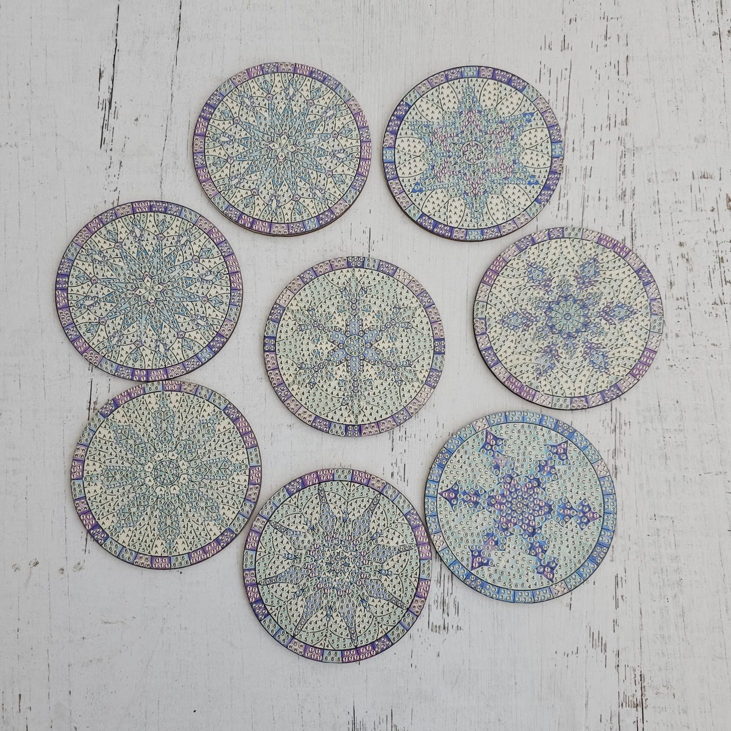 Kit posavasos pinta con diamantes - Copos de nieve