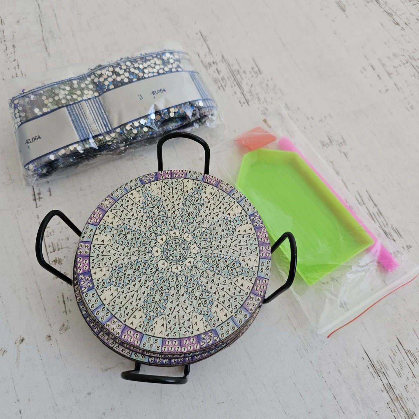 Kit posavasos pinta con diamantes - Copos de nieve