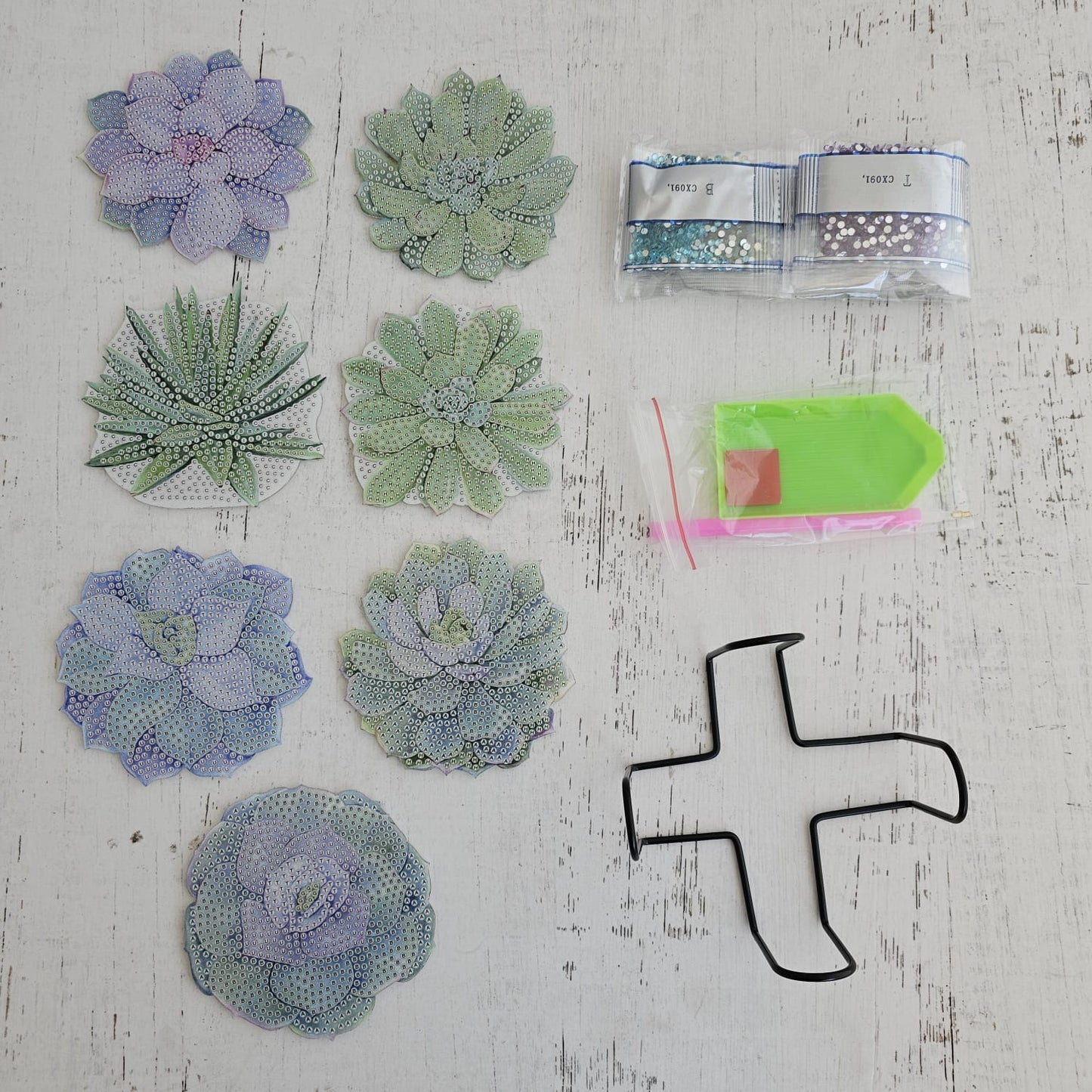 Kit posavasos pinta con diamantes - Suculentas
