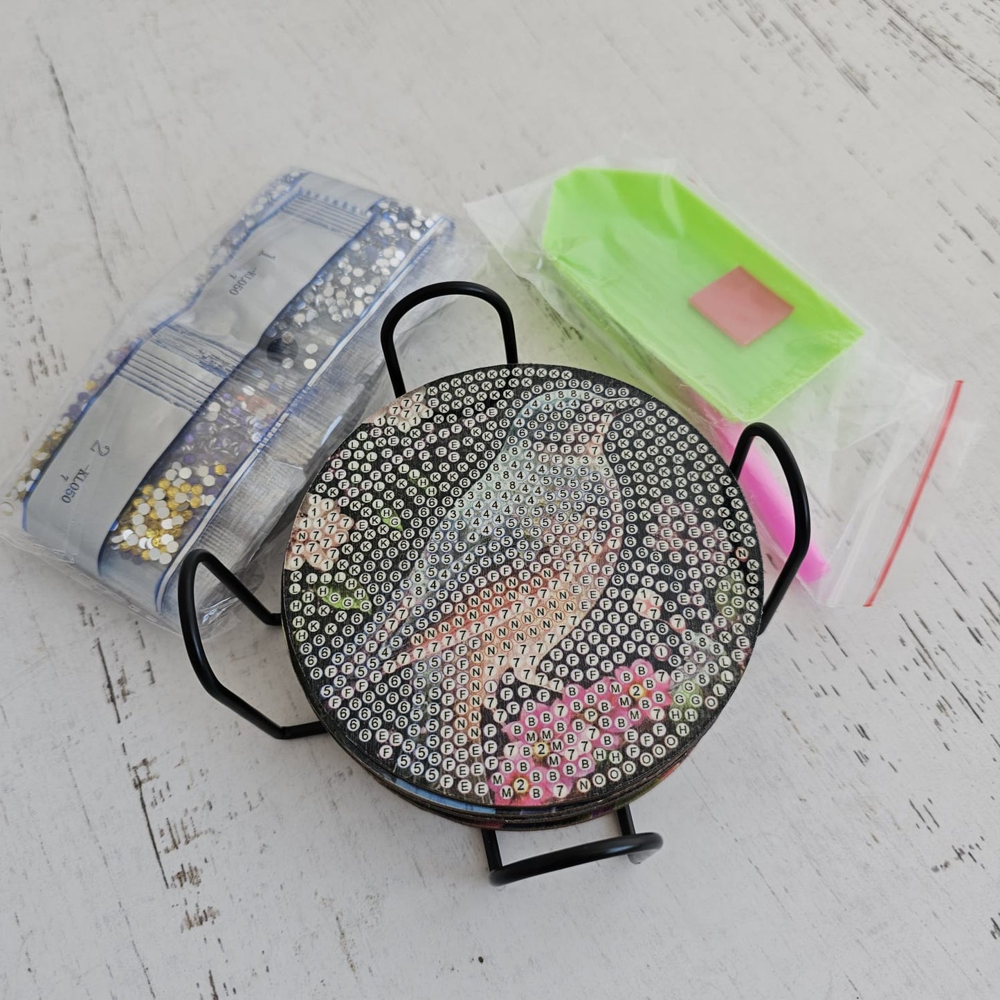 Kit posavasos pinta con diamantes - Pajaritos