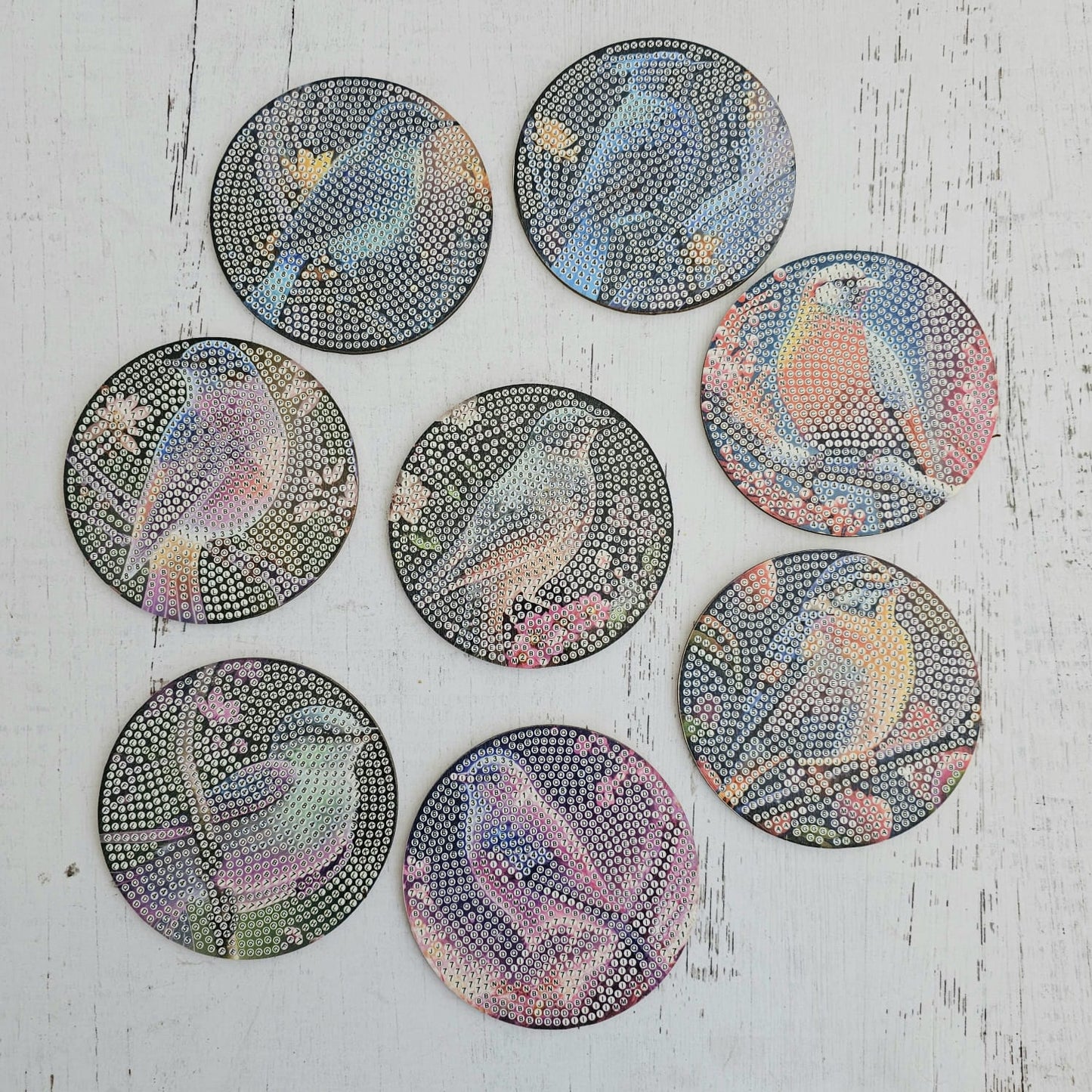 Kit posavasos pinta con diamantes - Pajaritos