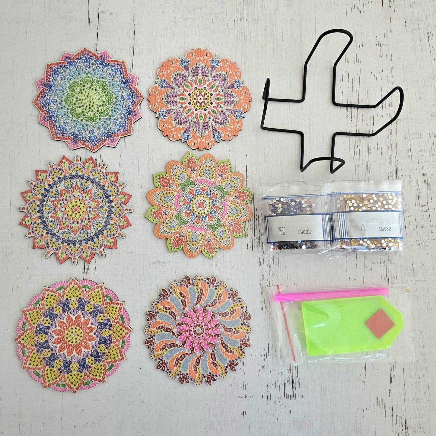 Kit posavasos pinta con diamantes -mandala