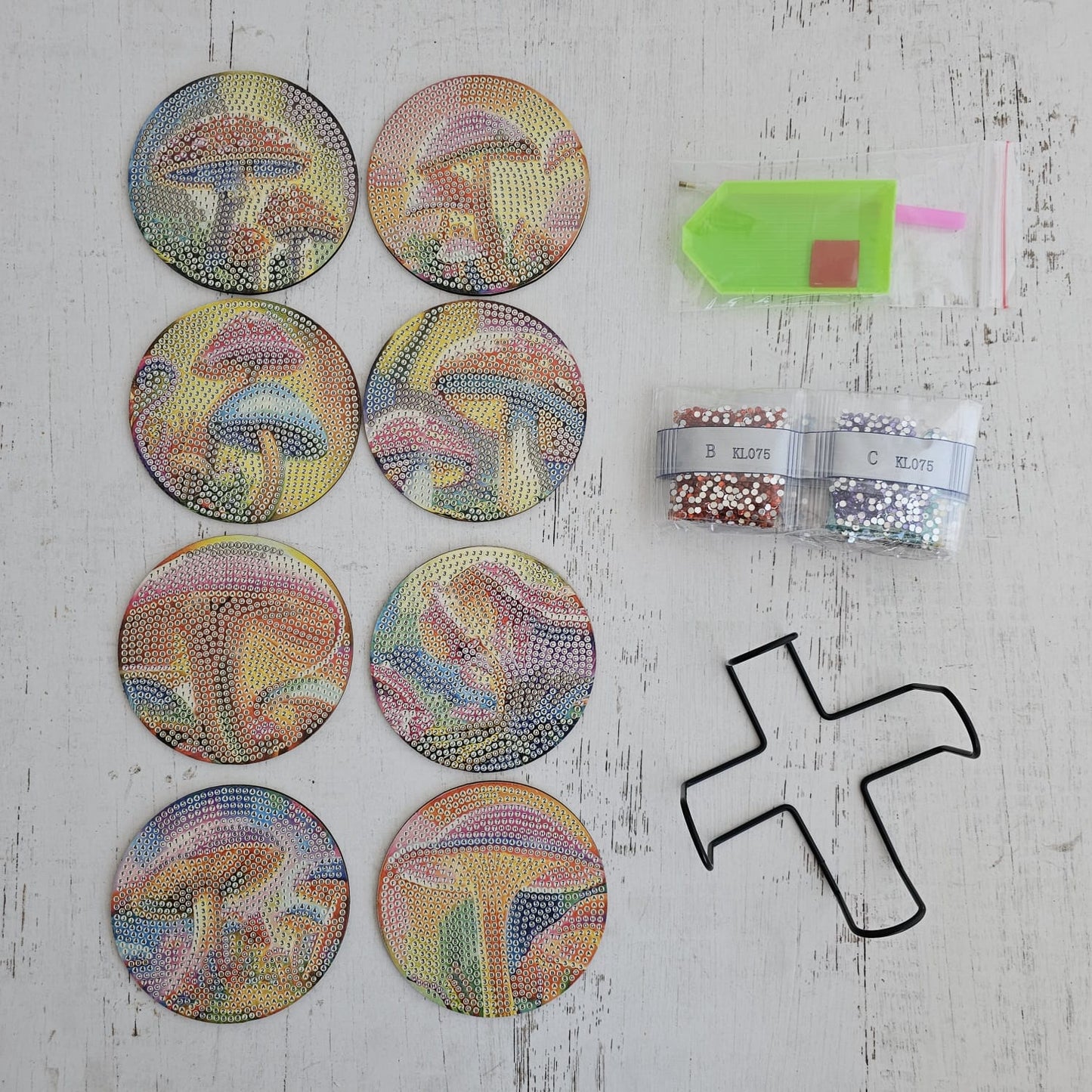 Kit posavasos pinta con diamantes - Hongos