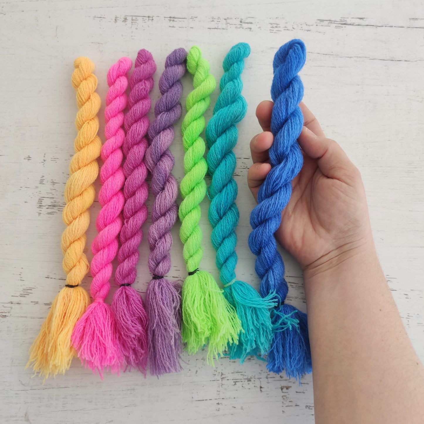 Kit 7 trenzas crewel teñidas a mano