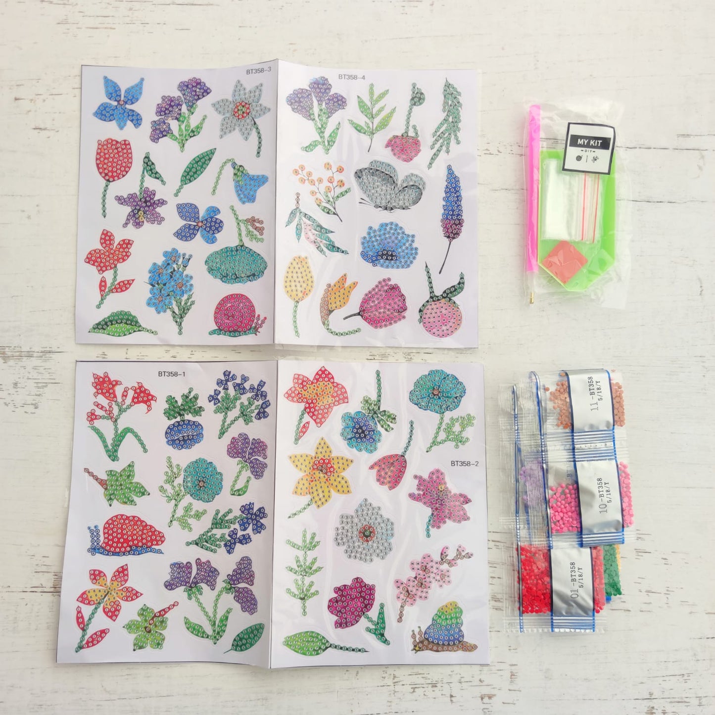 Kit stickers pinta con diamantes - Flores silvestres